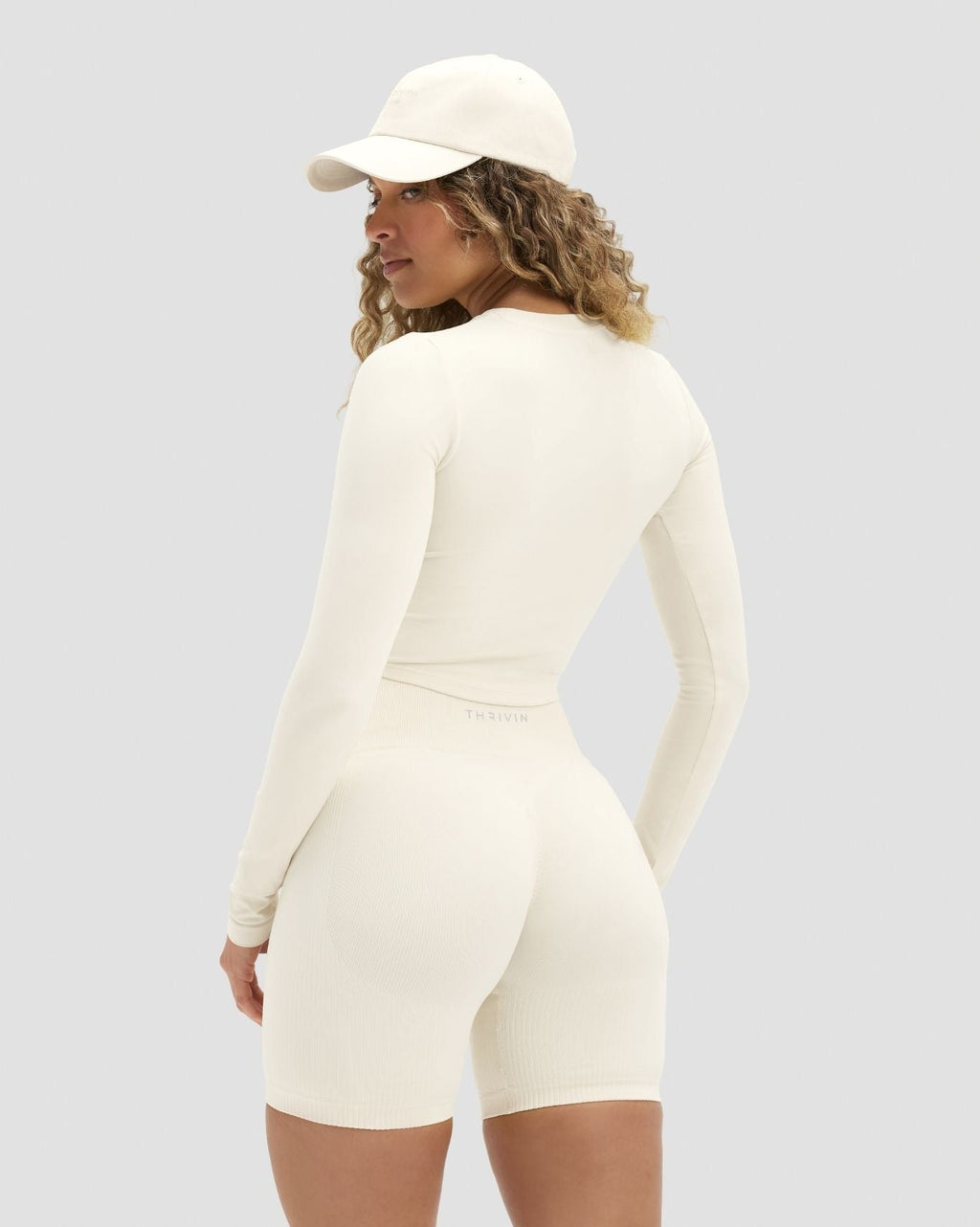 RiseFit Sculpting High Waist Scrunch Shorts Cream