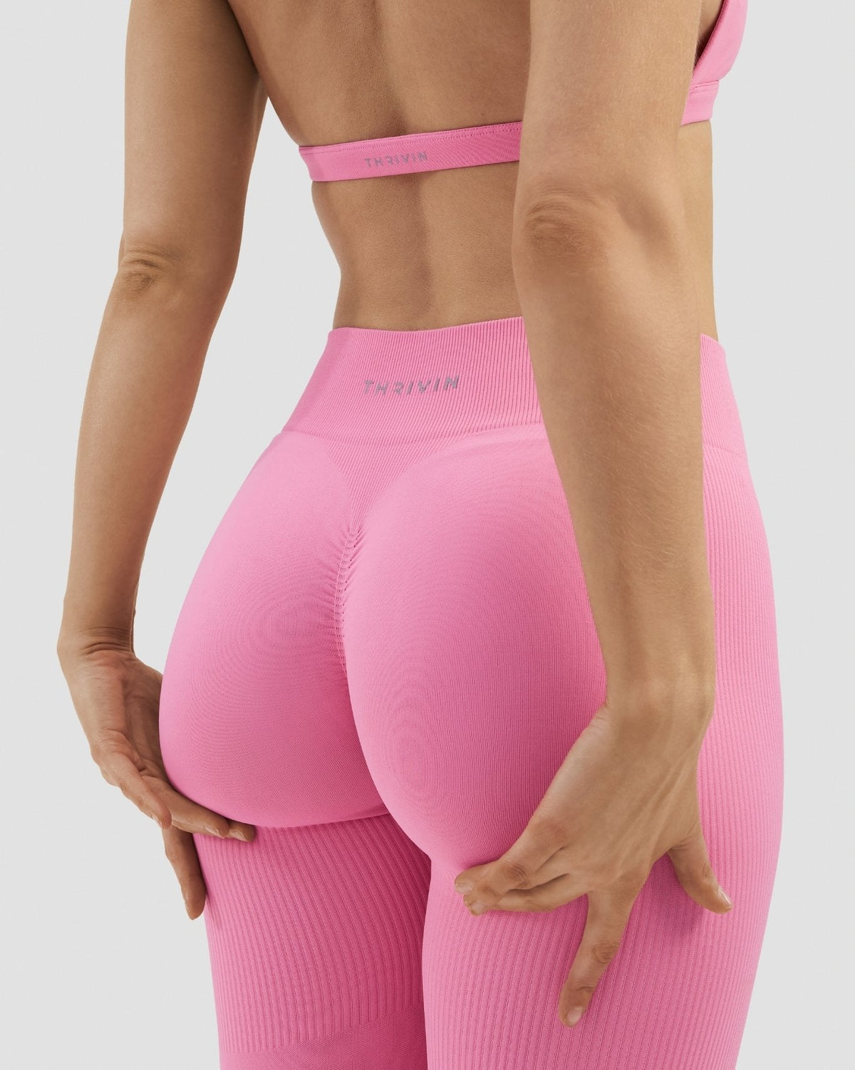 RiseFit Sculpting Mid Waist Scrunch Leggings Bubble Pink