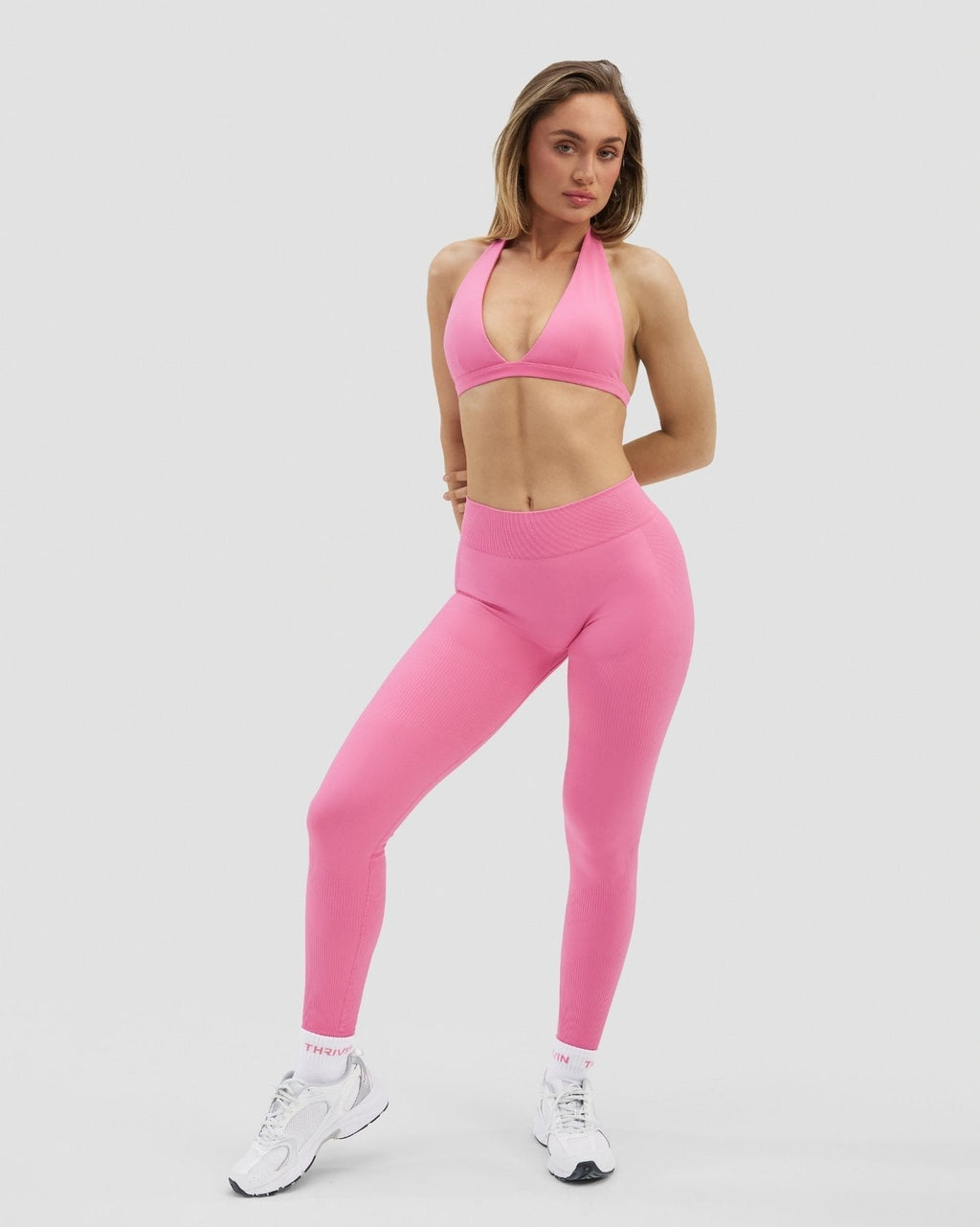 RiseFit Sculpting Mid Waist Scrunch Leggings Bubble Pink