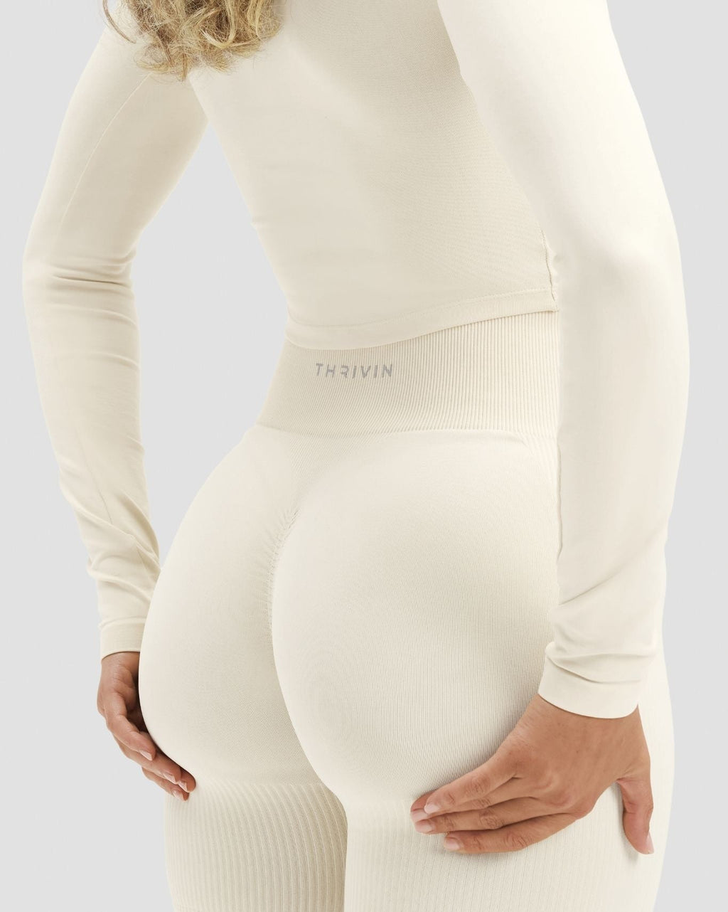 RiseFit Sculpting High Waist Scrunch Shorts Cream