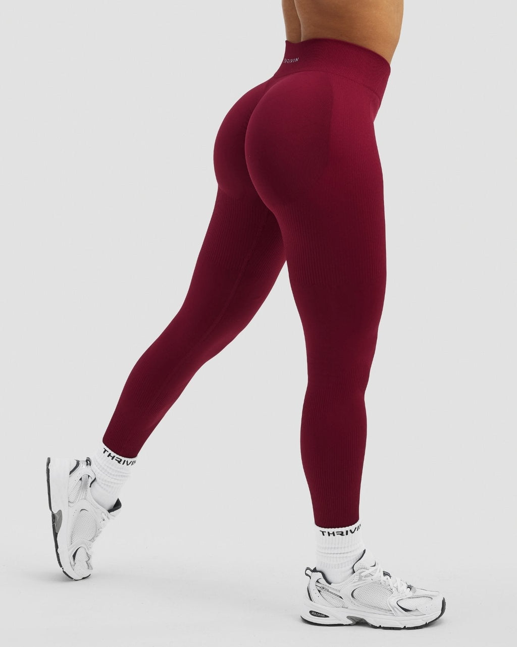 RiseFit Sculpting Mid Waist Scrunch Leggings Raspberry