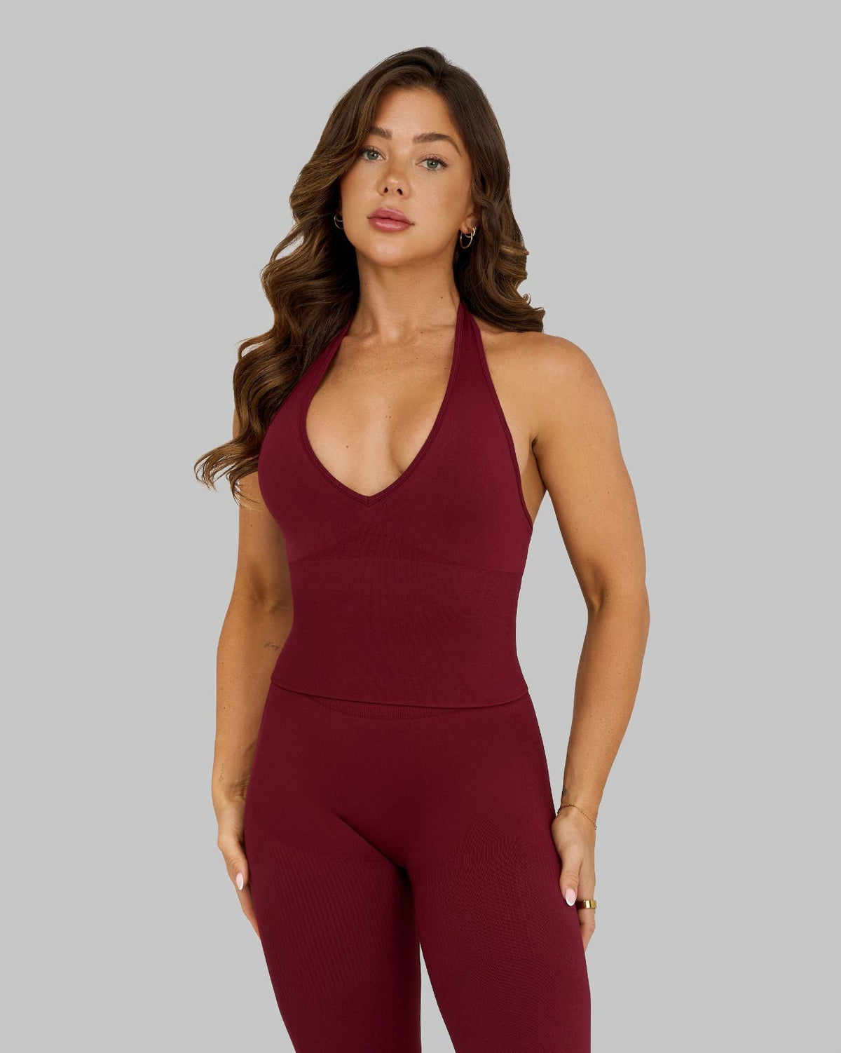 RiseFit Sculpting Seamless Halterneck Top Fine Wine