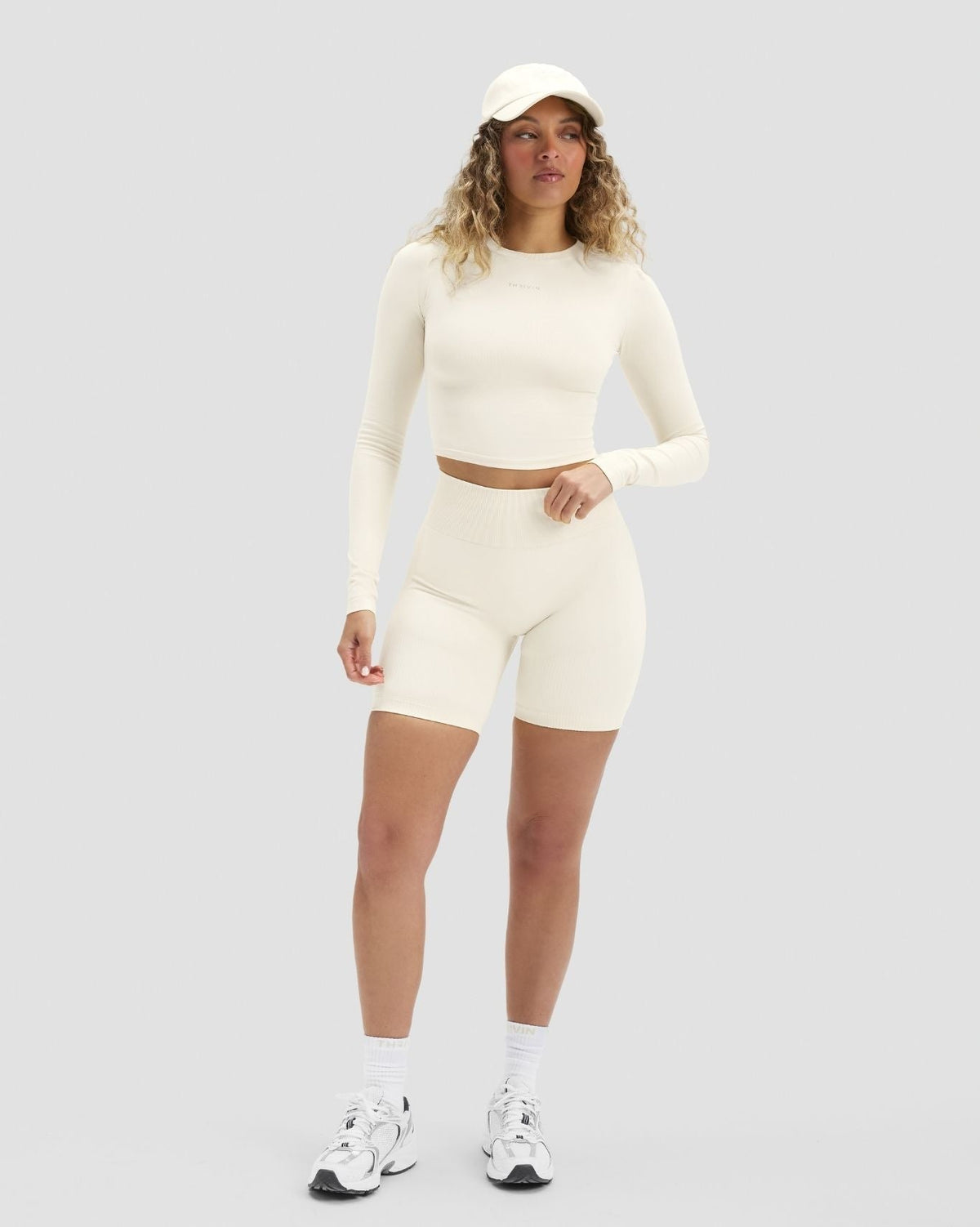 RiseFit Sculpting High Waist Scrunch Shorts Cream