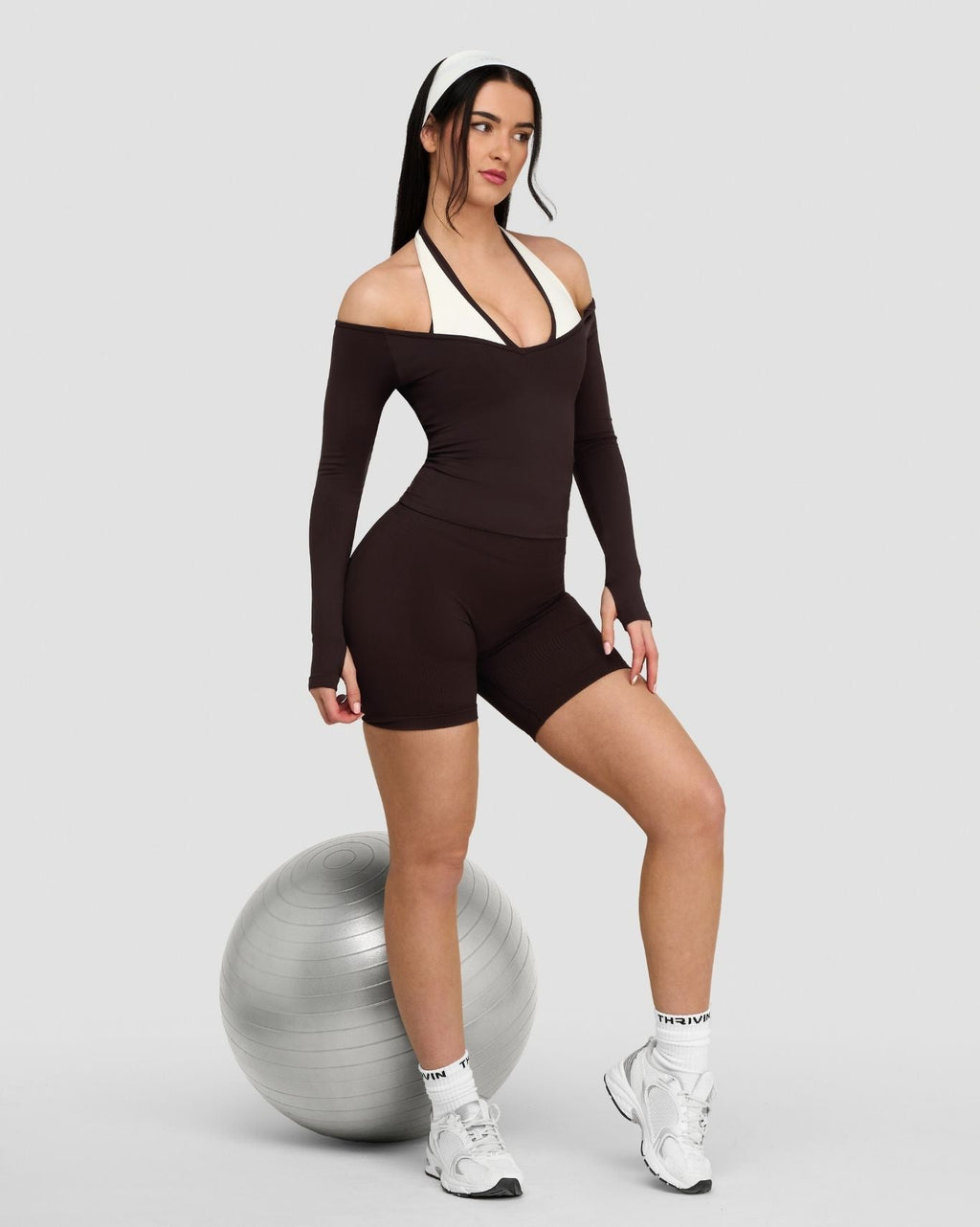 RiseFit Sculpting Seamless V-Neck Top Coffee