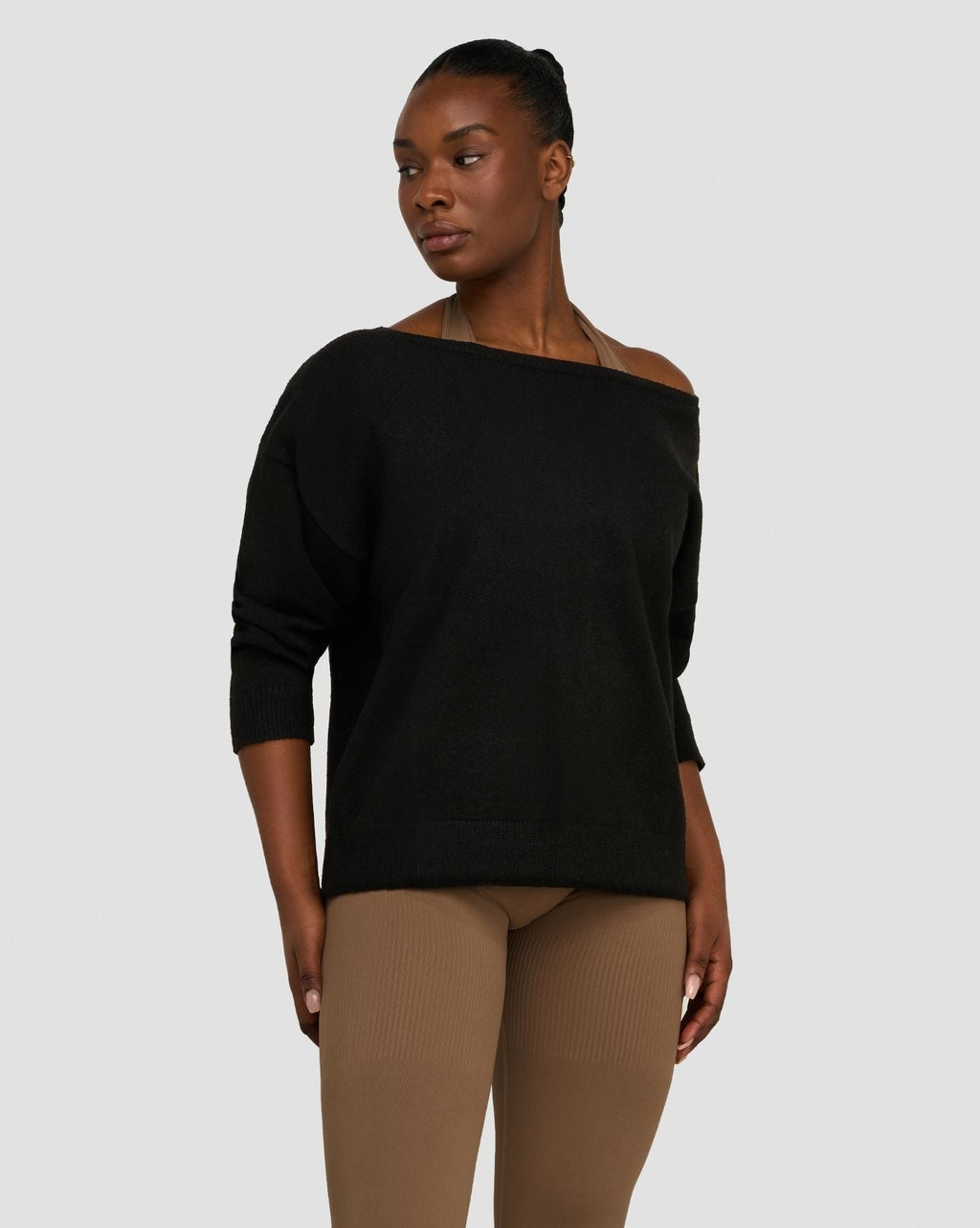 The Essential Collection Off The Shoulder Wool Blend Sweater Night Black