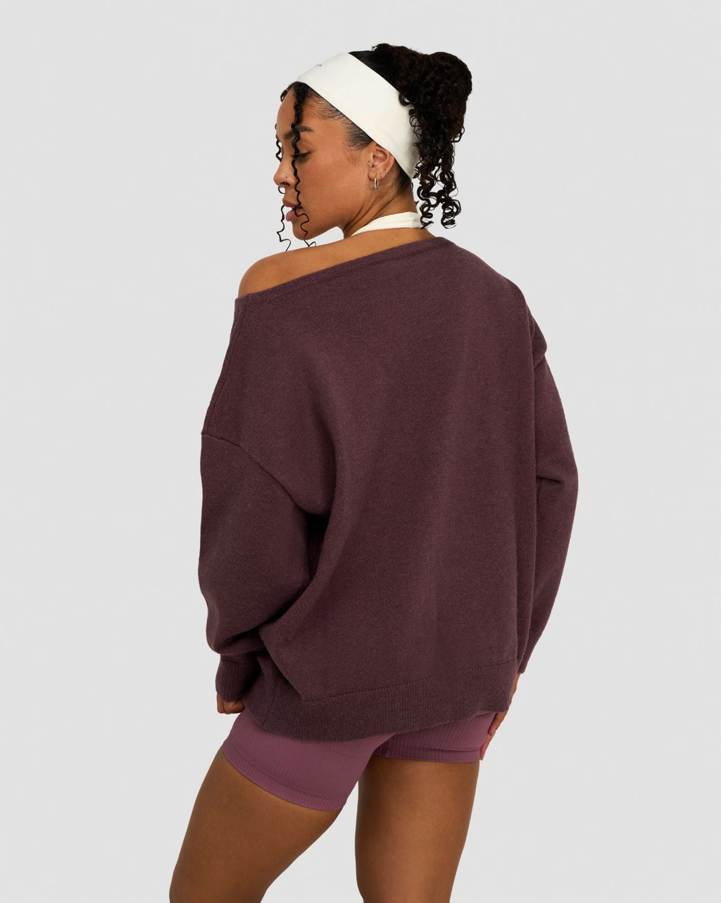 The Essential Collection Off The Shoulder Wool Blend Sweater Dark Mauve