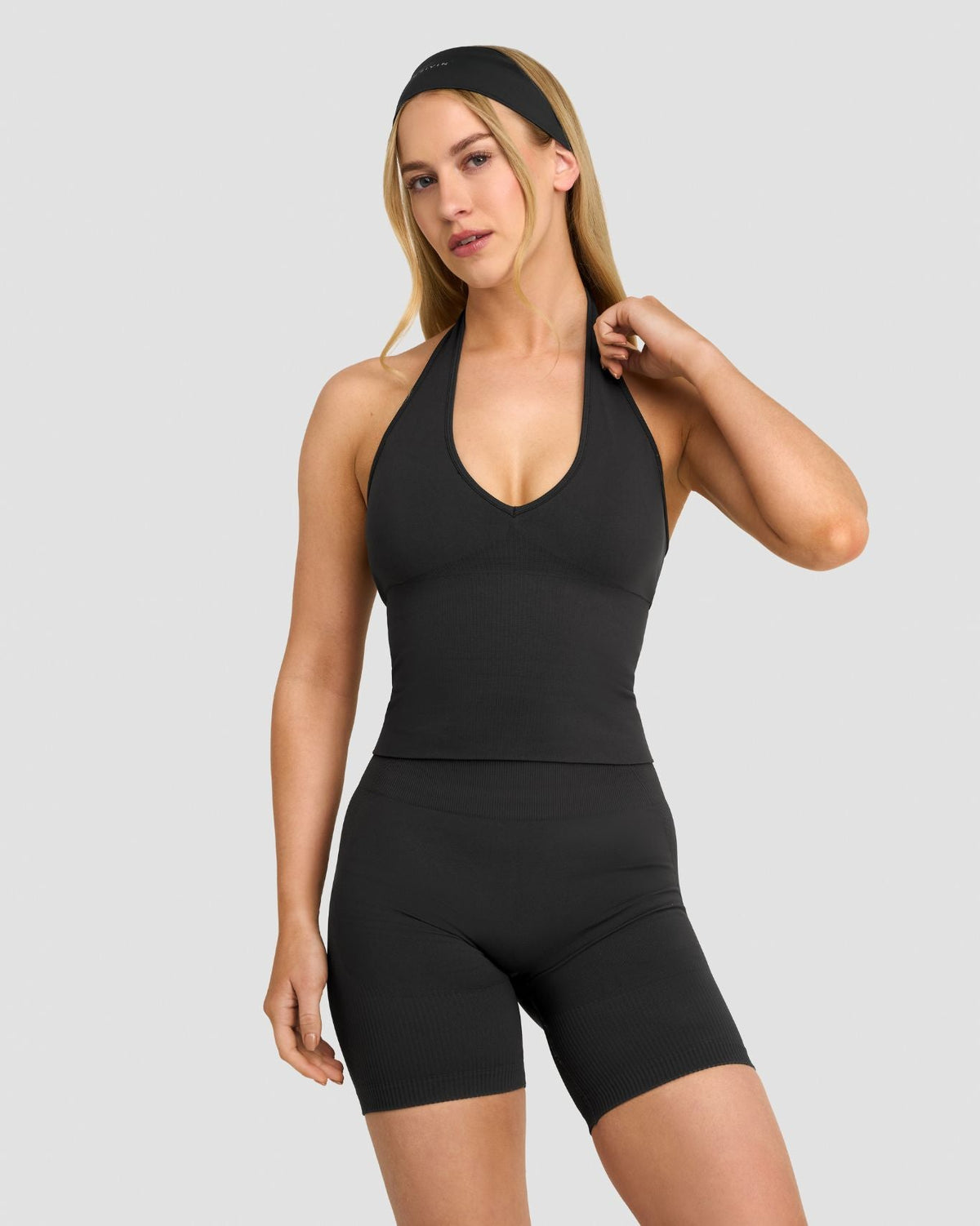 RiseFit Sculpting Seamless Halterneck Top Charcoal Grey