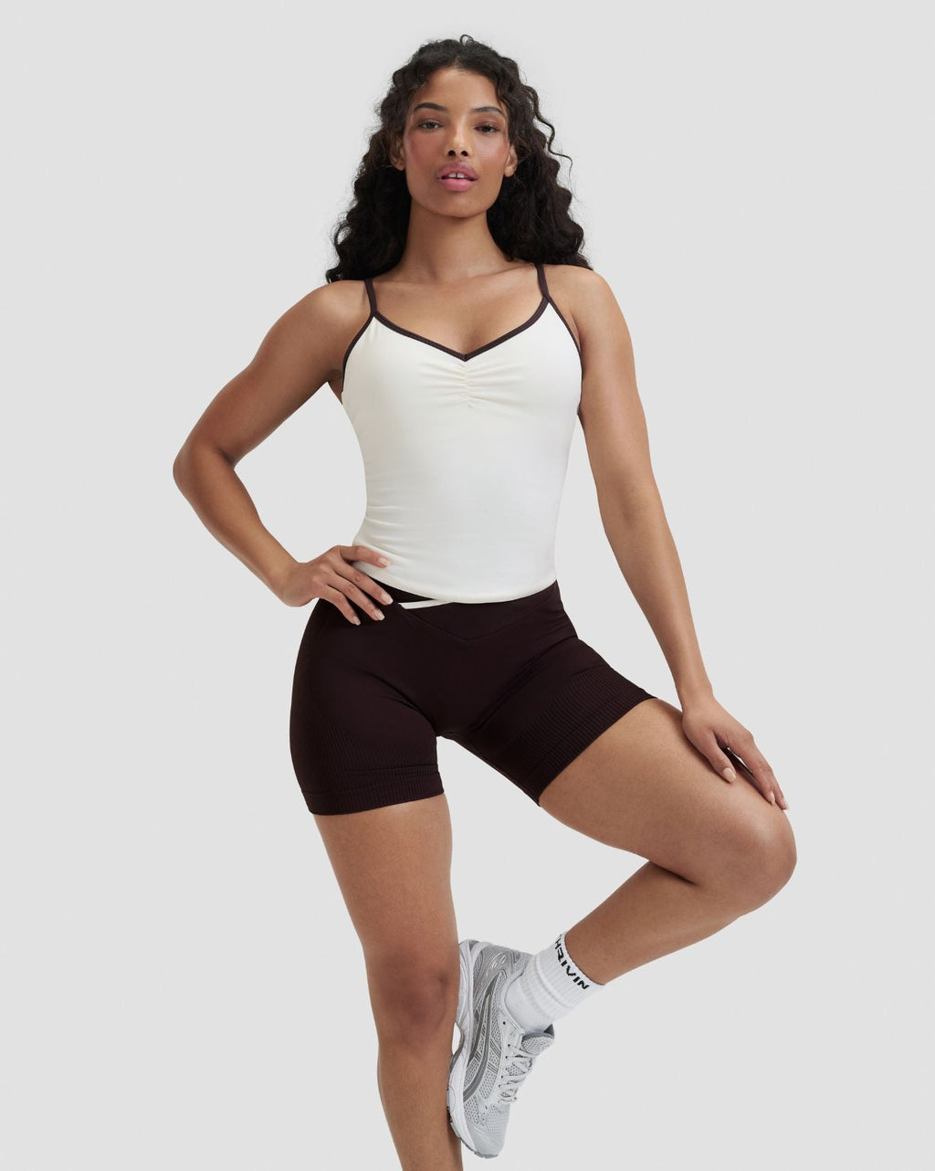 RiseFit Outline Cross Back Tank Top Cream