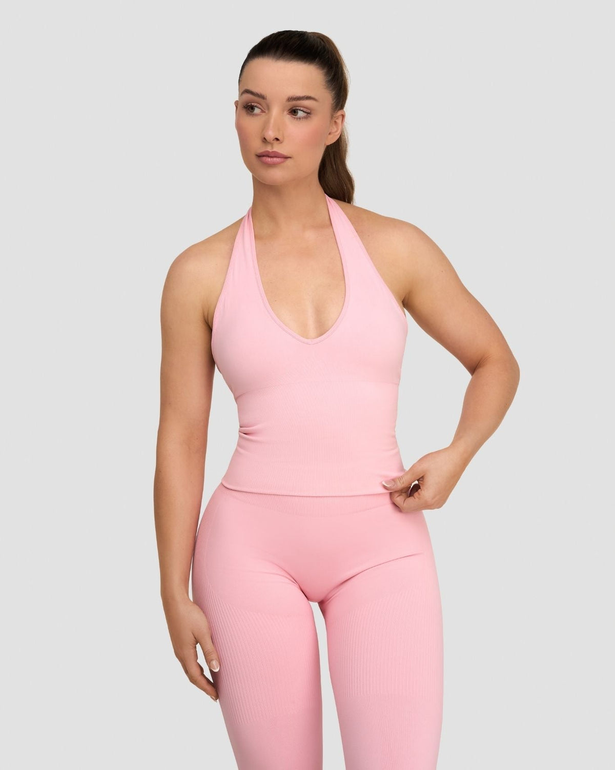 RiseFit Sculpting Seamless Halterneck Top Cotton Pink