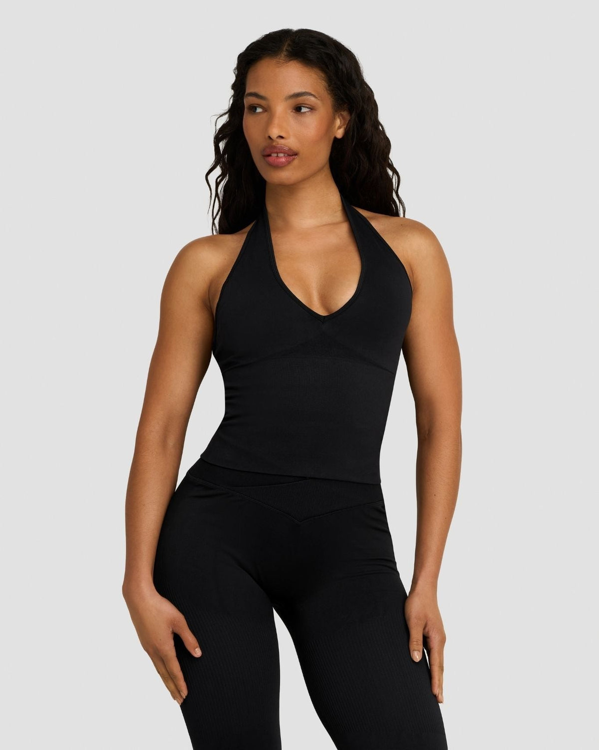 RiseFit Sculpting Seamless Halterneck Top Night Black