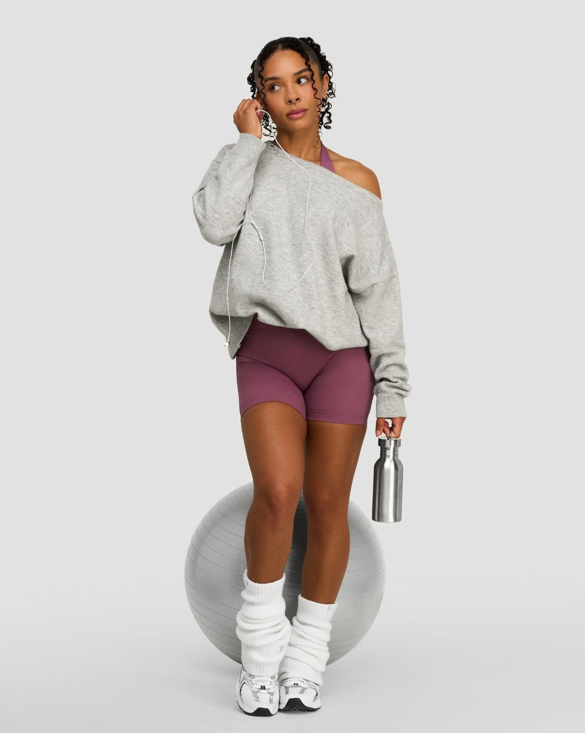 The Essential Collection Off The Shoulder Wool Blend Sweater | Grey Melange