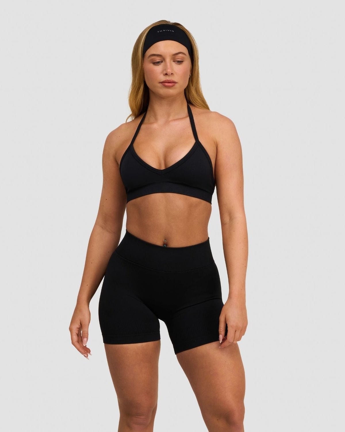 RiseFit Sculpting Seamless Adjustable Halter Bra Night Black