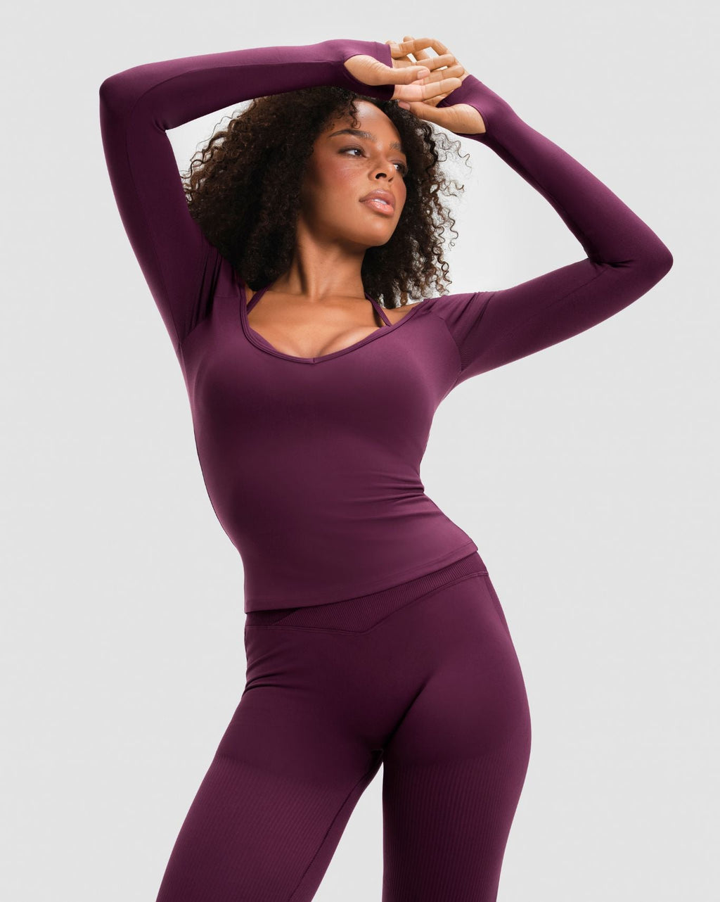 RiseFit Sculpting Seamless V-Neck Top Winter Plum