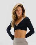 Essence Twist Knot Long Sleeve Top | Night Black