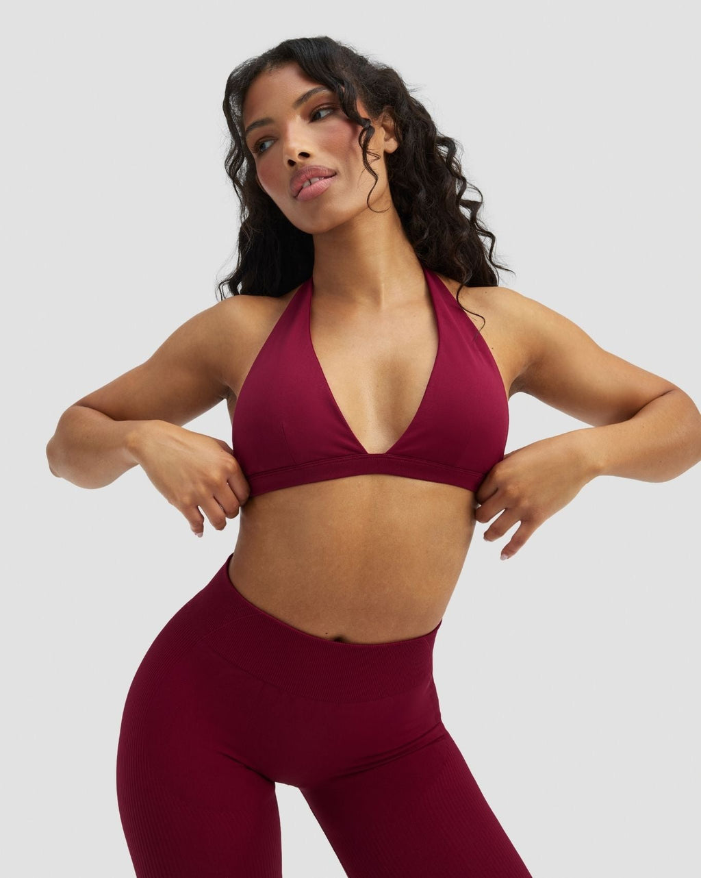 Elevate™ Sculpting Seamless V-Neck Halter Bra | Raspberry