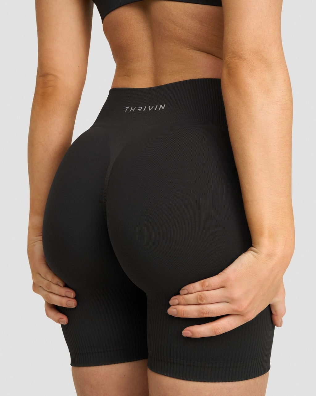 RiseFit Sculpting Mid Waist Scrunch Shorts Charcoal Grey