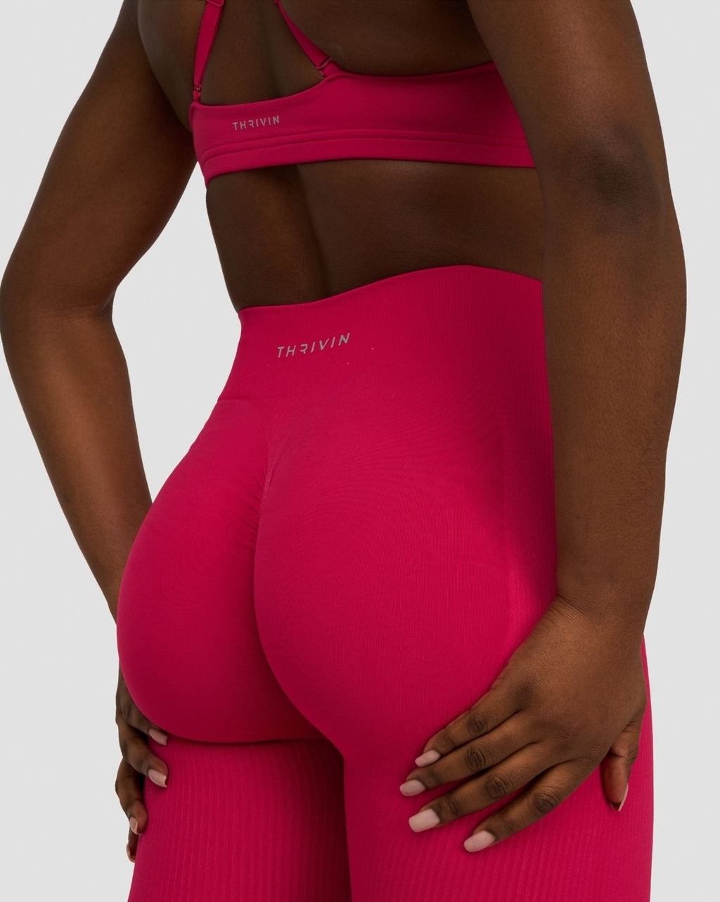 RiseFit Sculpting Mid Waist Scrunch Leggings Strawberry