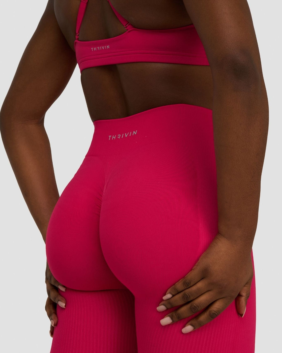 RiseFit Sculpting Mid Waist Scrunch Leggings Strawberry