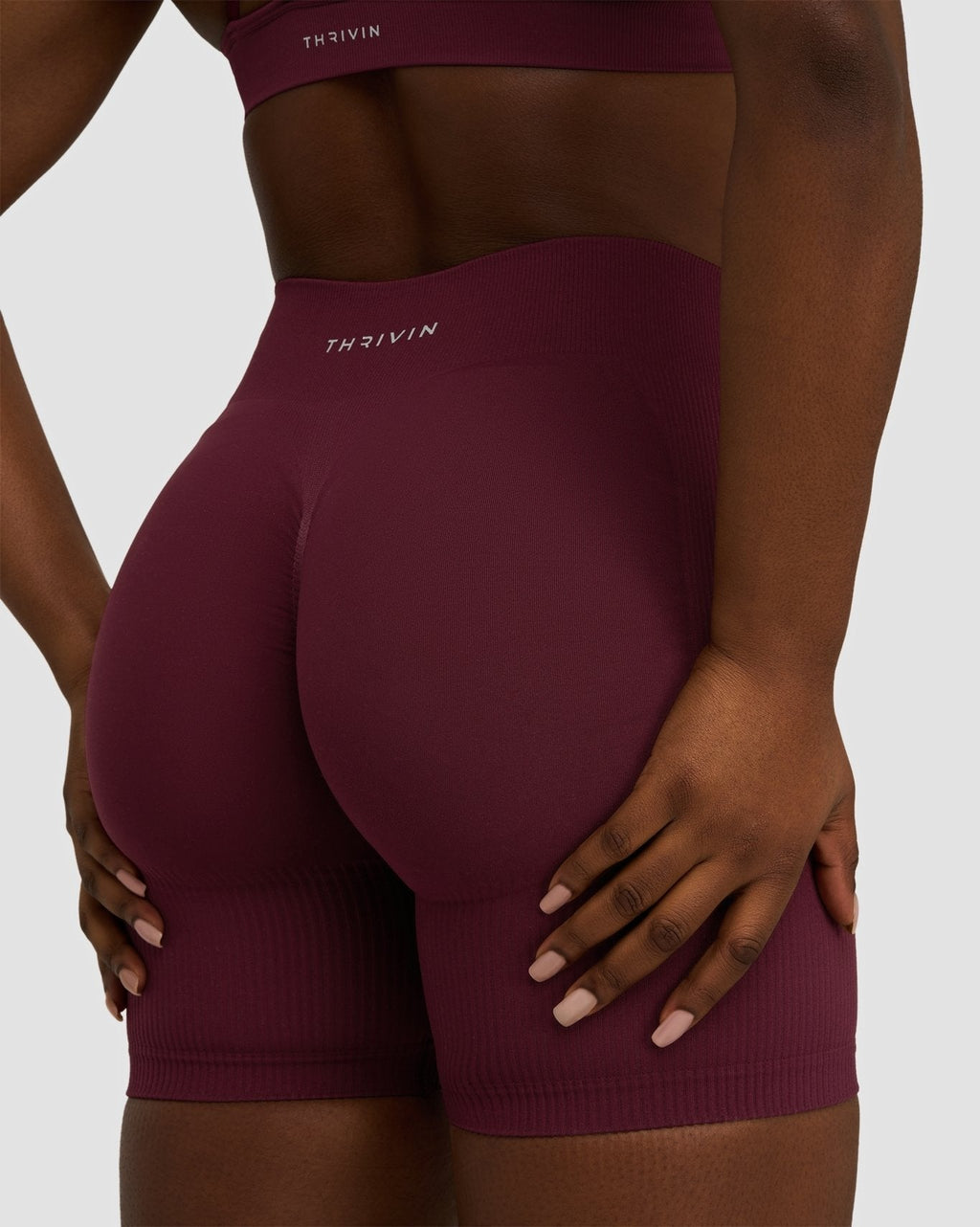 RiseFit Sculpting Mid Waist Scrunch Shorts Merlot