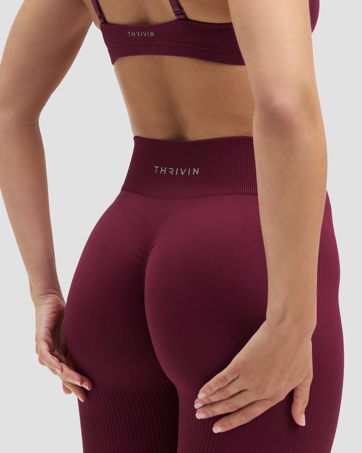 RiseFit Sculpting Mid Waist Scrunch Leggings Cherry Berry