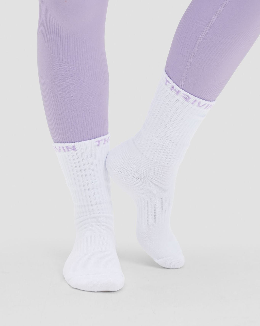 THRIVIN Long Crew Socks | Lilac