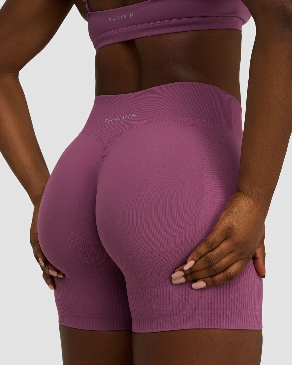 RiseFit Sculpting Mid Waist Scrunch Shorts Orchid Mauve