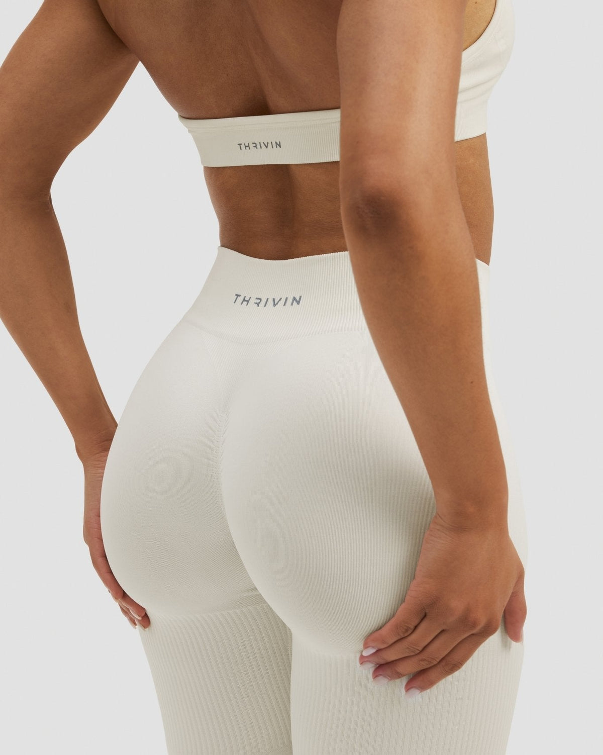 RiseFit Sculpting Mid Waist Scrunch Leggings Cream