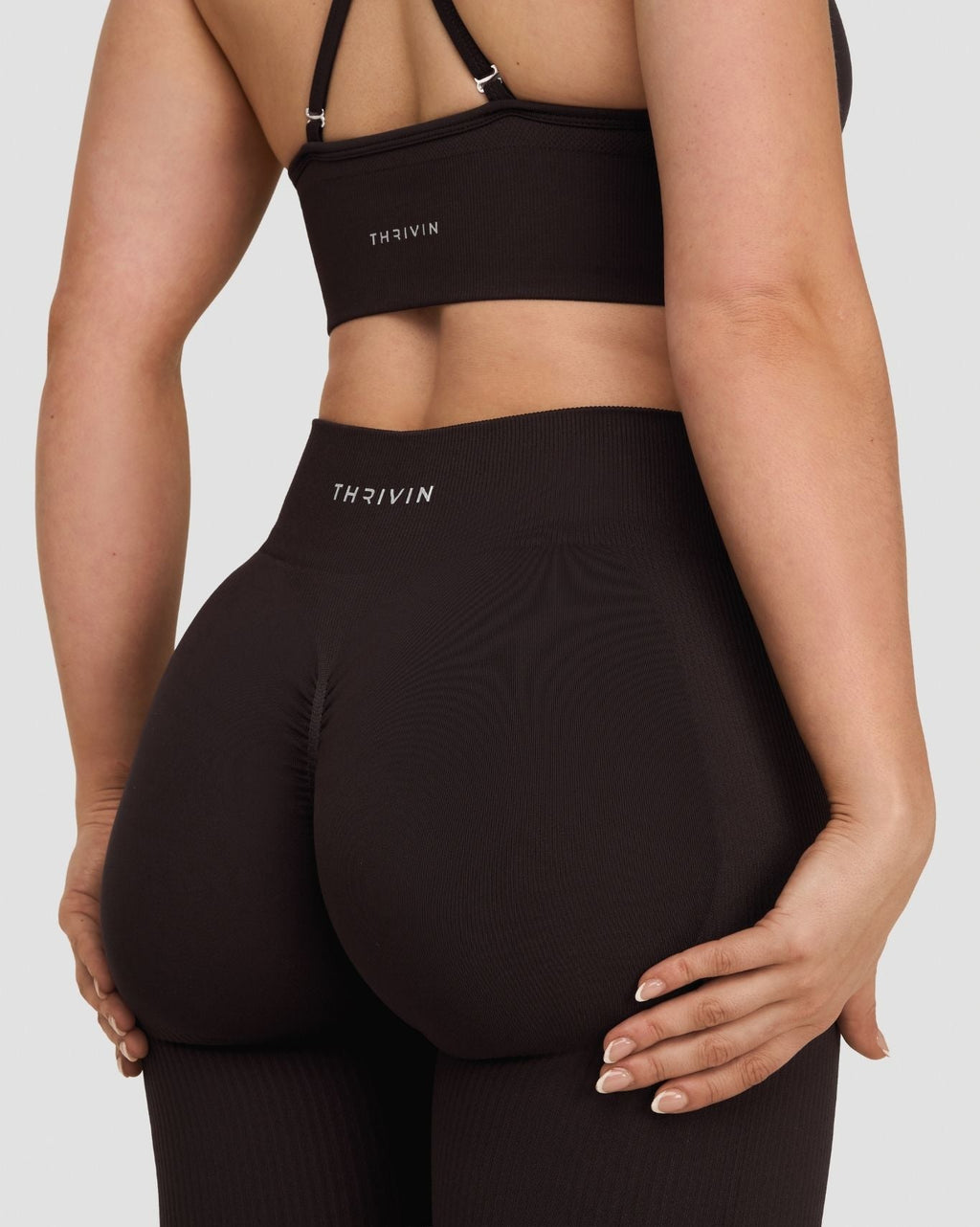 RiseFit Sculpting Mid Waist Scrunch Leggings Coffee