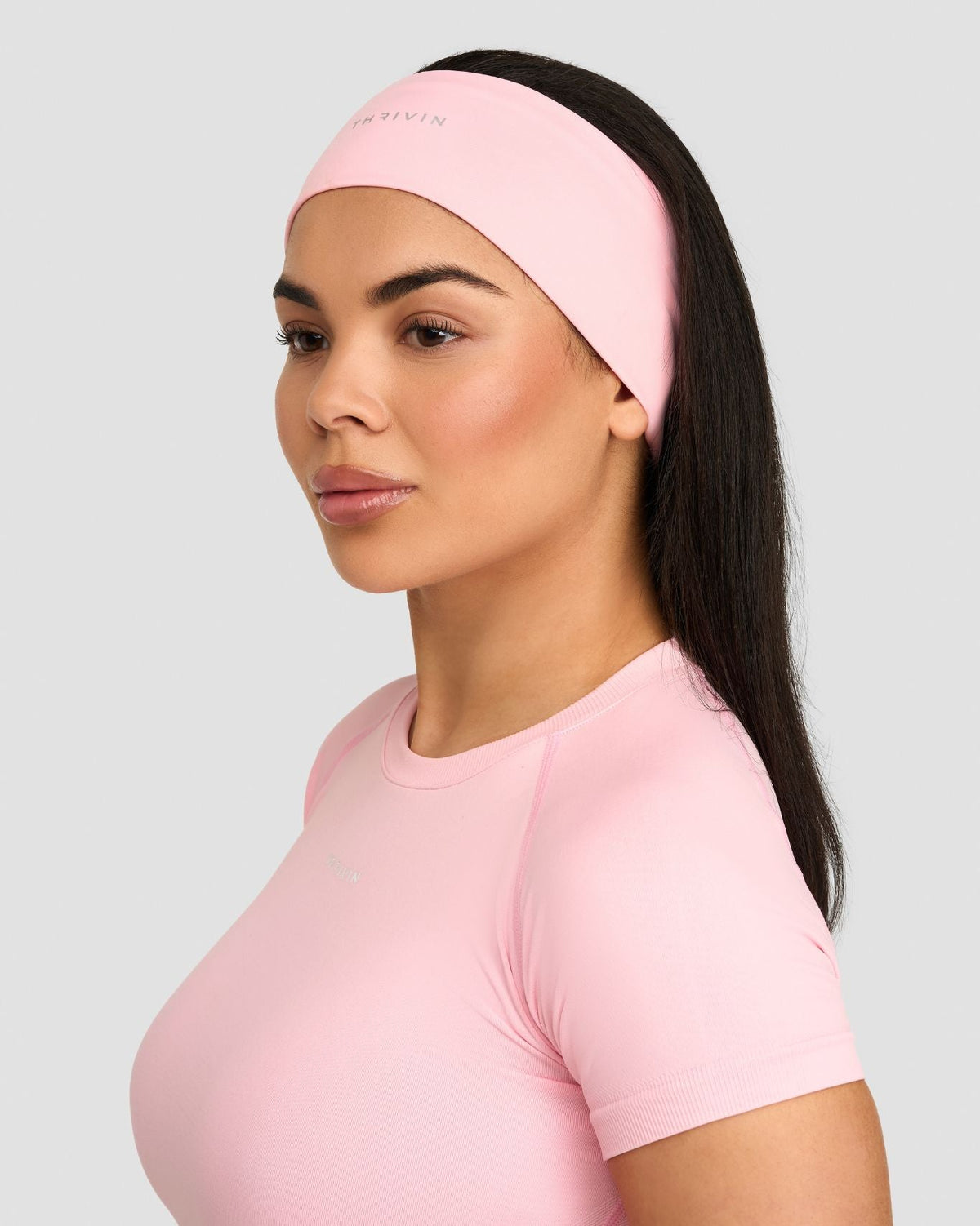 The Essential Collection Chrome Logo Headband | Cotton Pink
