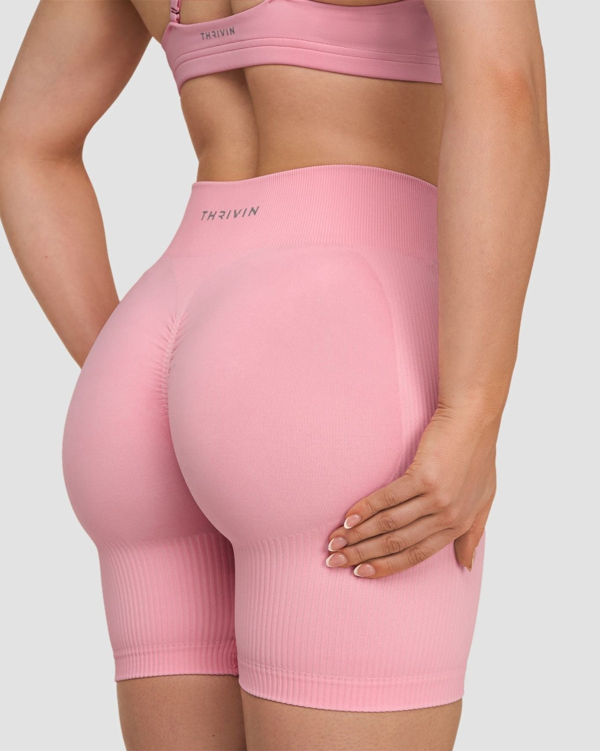 RiseFit Sculpting Mid Waist Scrunch Shorts Cotton Pink