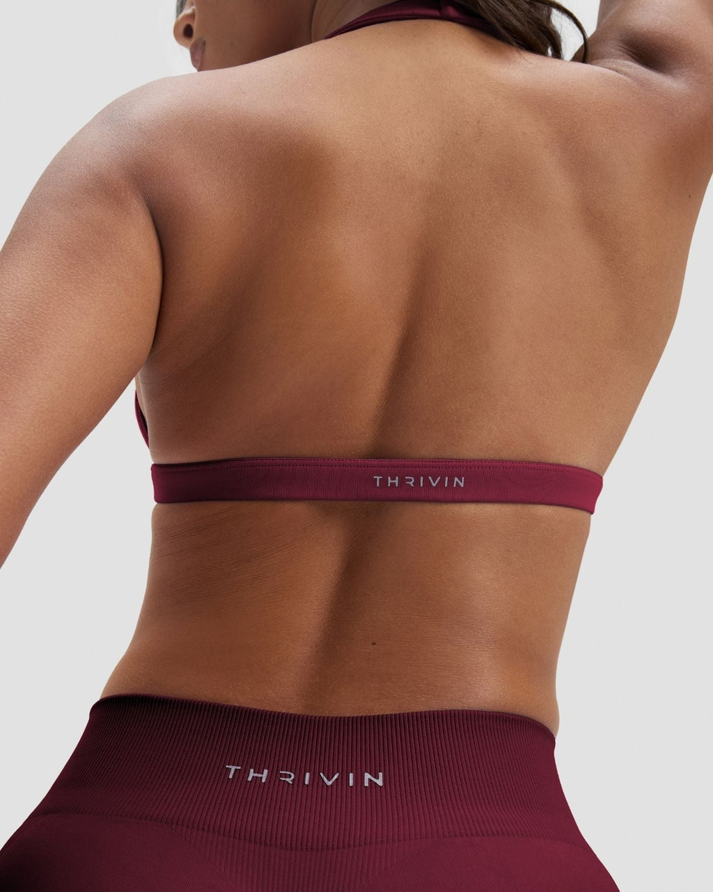 RiseFit Sculpting Seamless V-Neck Halter Bra Cherry Berry