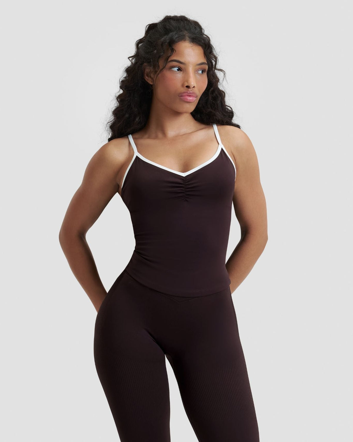 RiseFit Outline Cross Back Tank Top Coffee