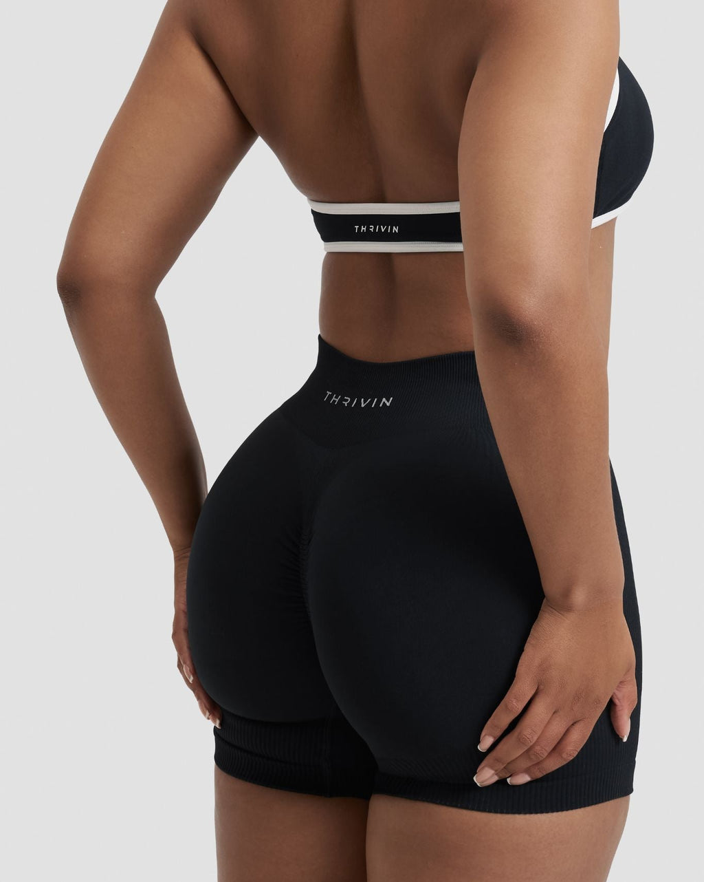 RiseFit Sculpting Mid Waist Scrunch Shorter Shorts Night Black