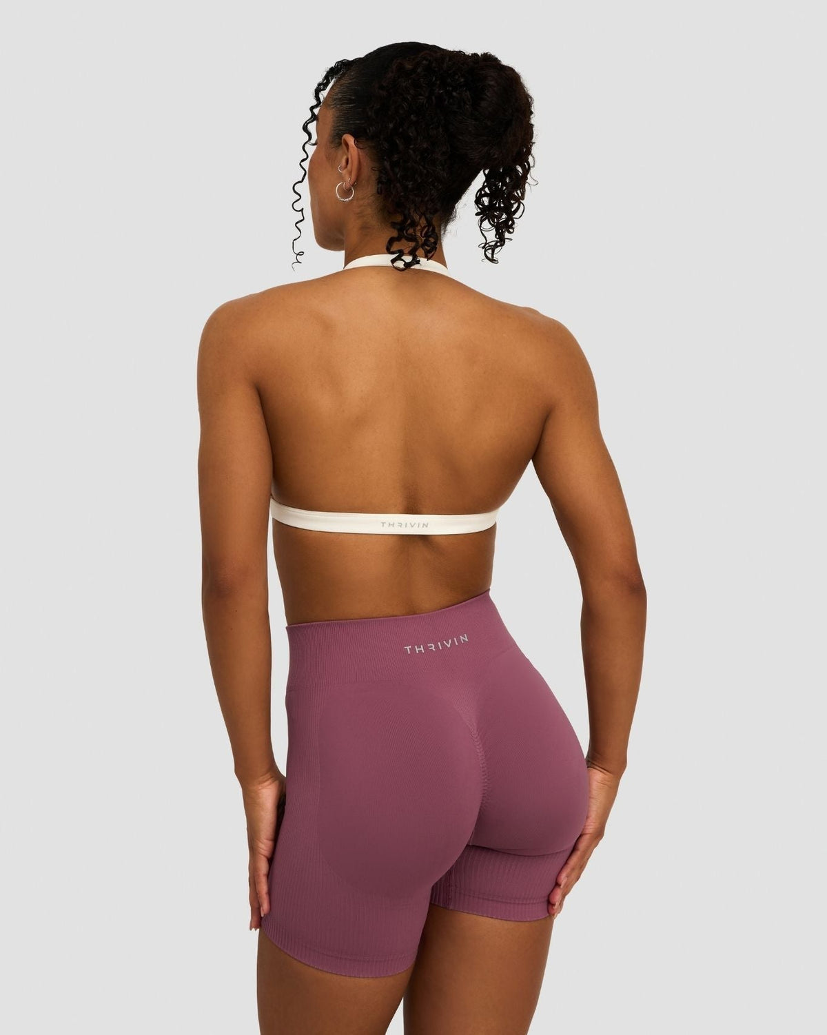 RiseFit Sculpting Seamless V-Neck Halter Bra Cream