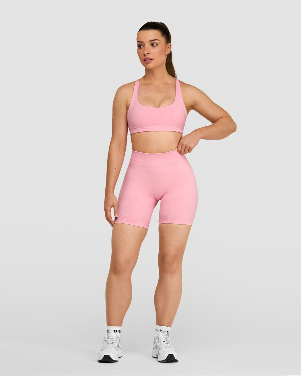 RiseFit Sculpting Mid Waist Scrunch Shorts Cotton Pink