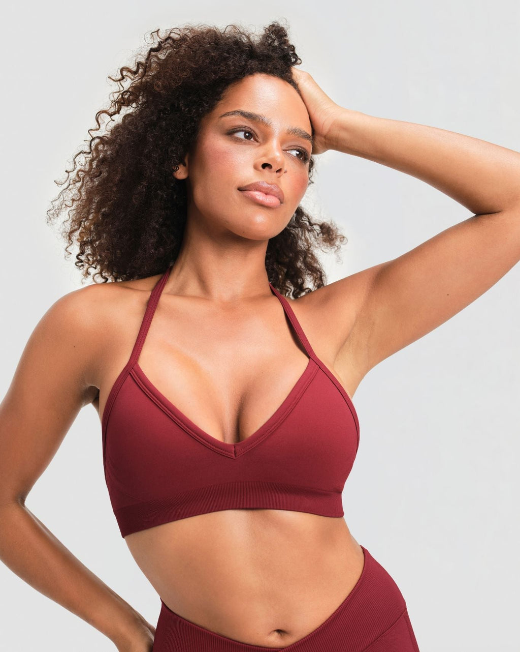 RiseFit Sculpting Seamless Adjustable Halter Bra Fine Wine