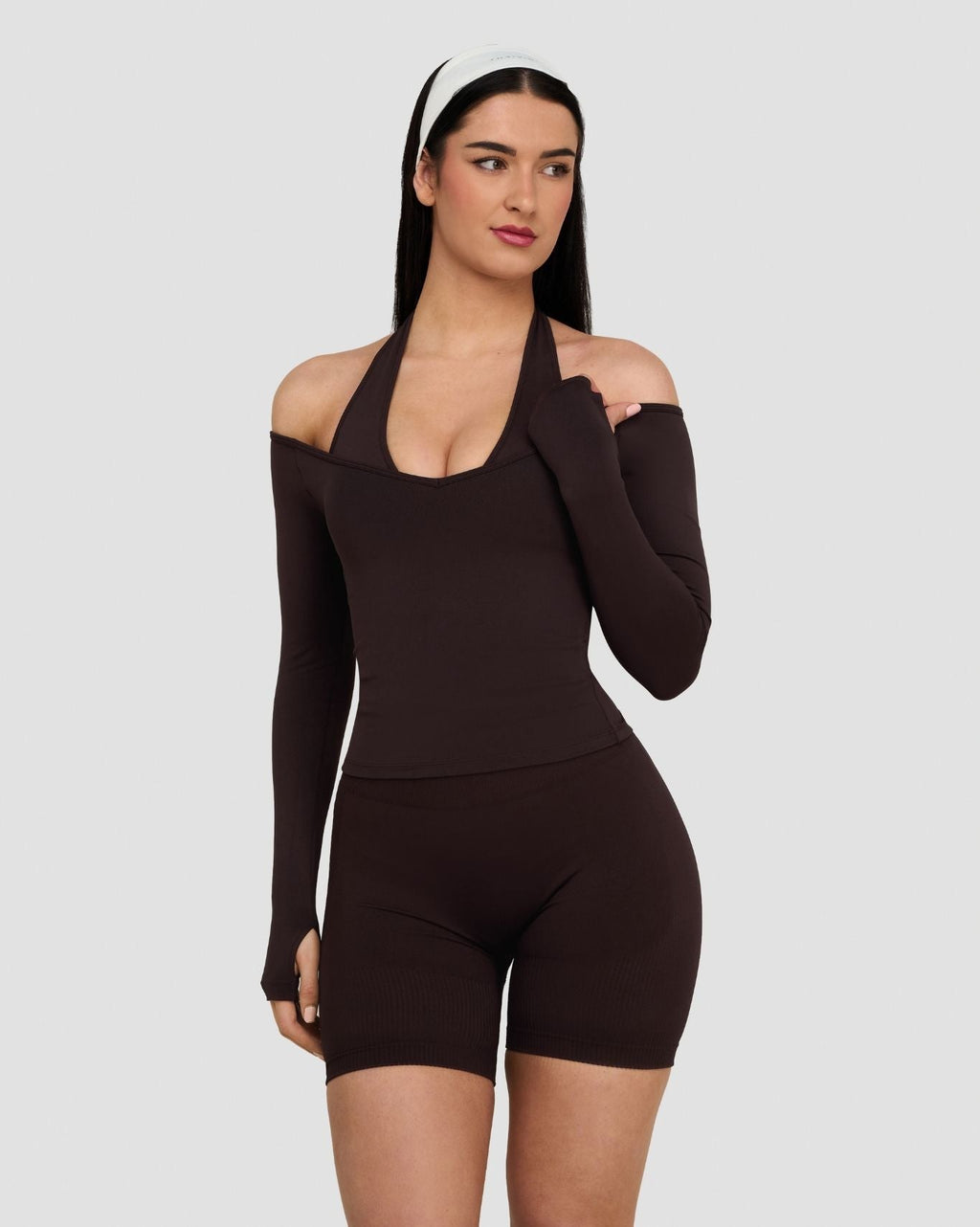 RiseFit Sculpting Seamless V-Neck Top Coffee