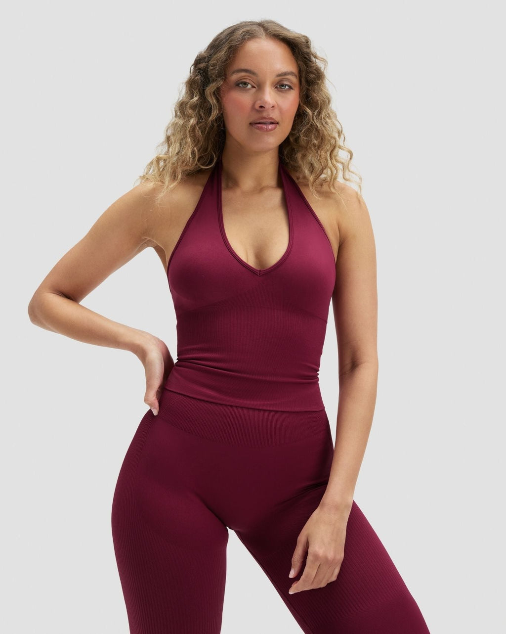 Elevate™ Sculpting Seamless Halterneck Top | Cherry Berry