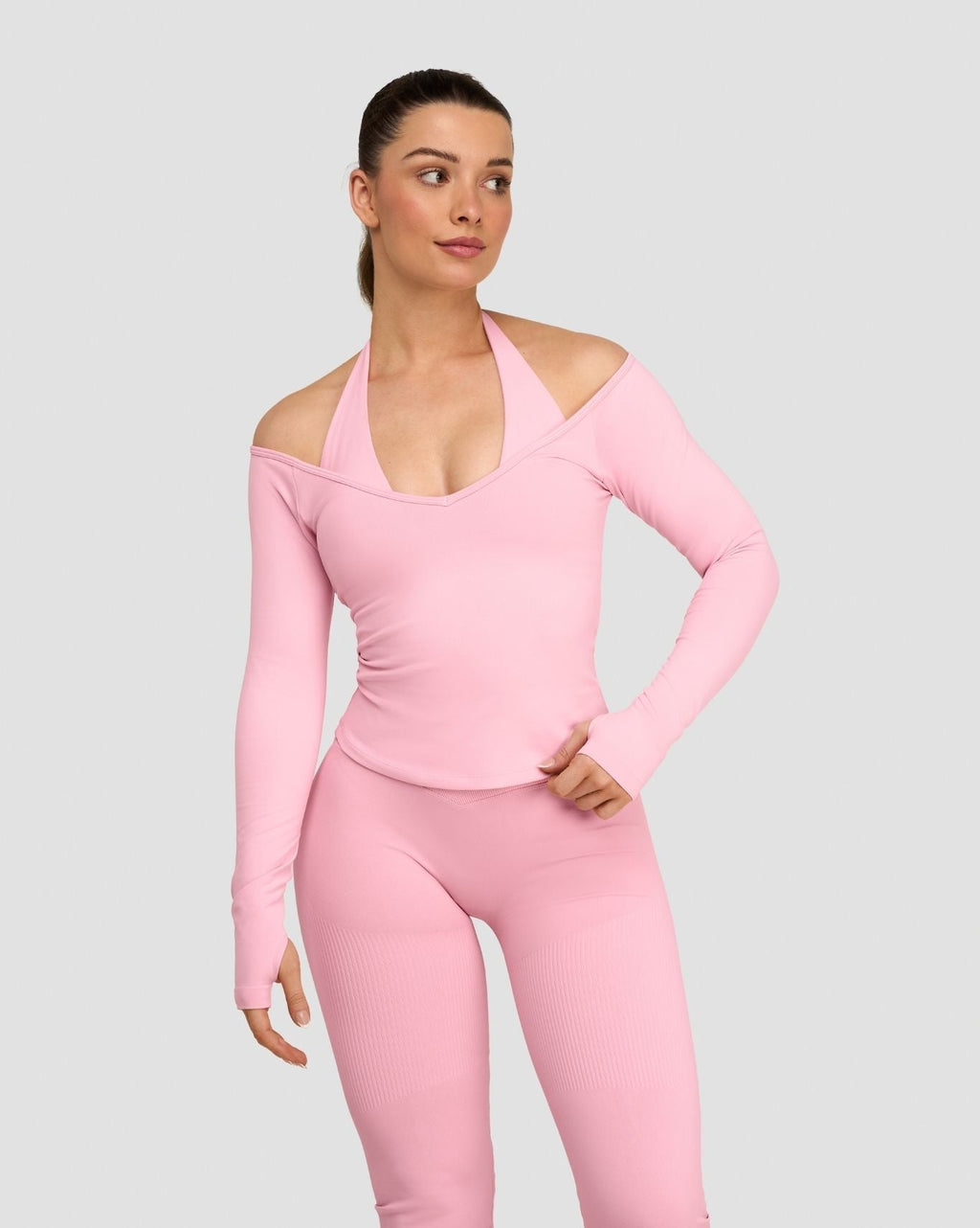 RiseFit Sculpting Seamless V-Neck Top Cotton Pink