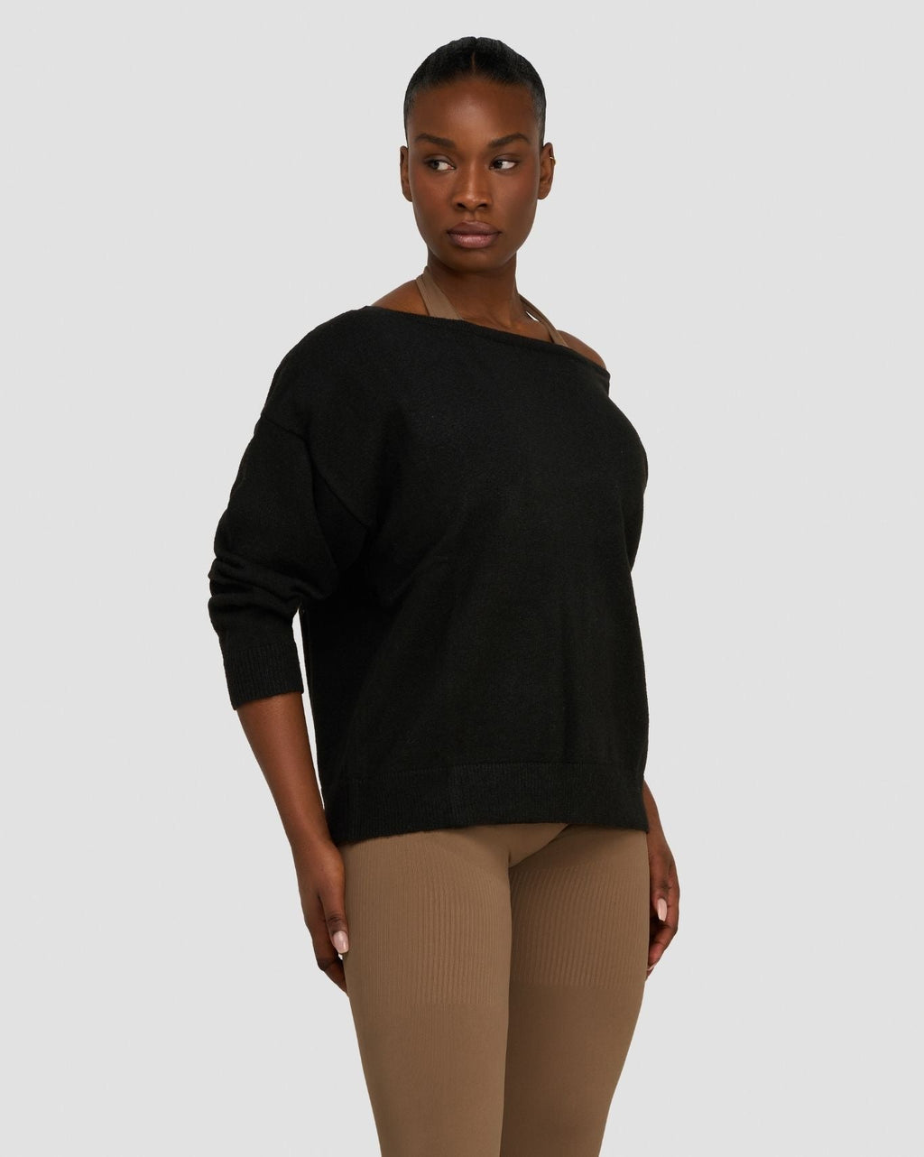 The Essential Collection Off The Shoulder Wool Blend Sweater | Night Black