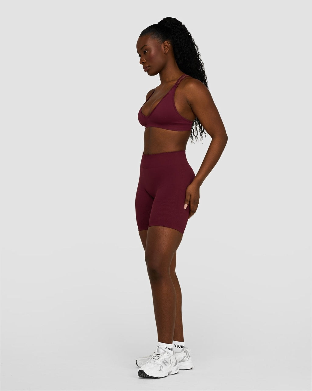 RiseFit Sculpting Mid Waist Scrunch Shorts Merlot