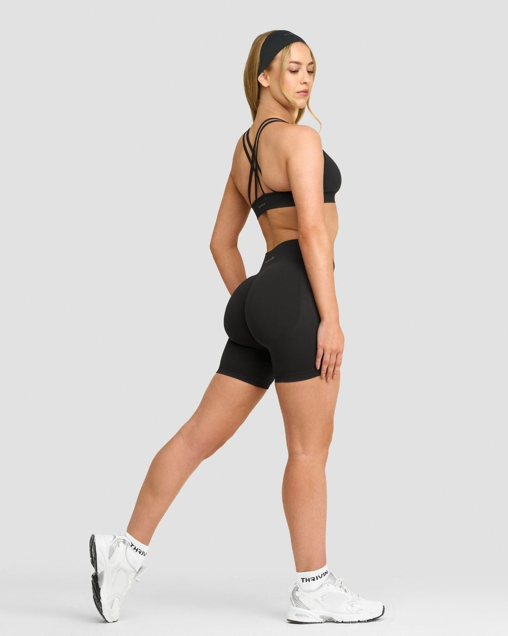 RiseFit Sculpting Mid Waist Scrunch Shorts Charcoal Grey