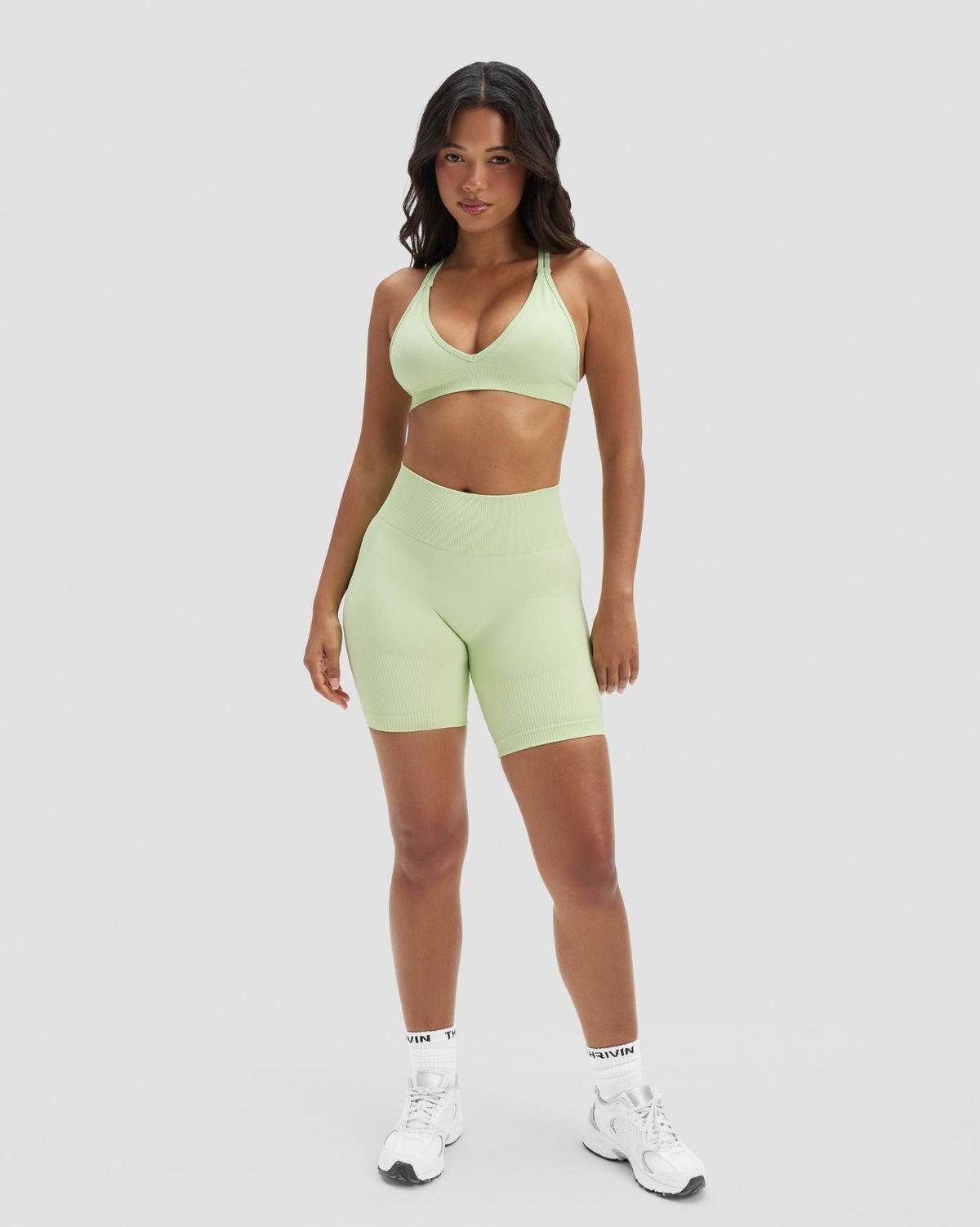 RiseFit Sculpting High Waist Scrunch Shorts Pistachio Green