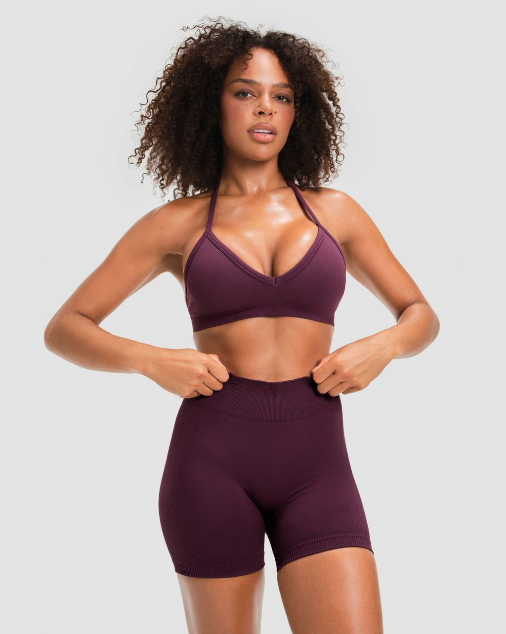 Elevate™ Sculpting Mid Waist Scrunch Shorter Shorts | Winter Plum