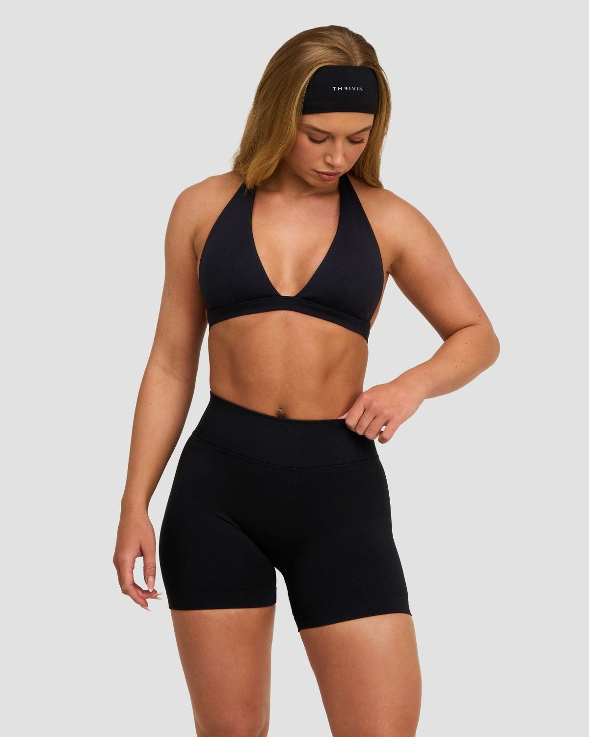 Elevate™ Sculpting Seamless V-Neck Halter Bra | Night Black