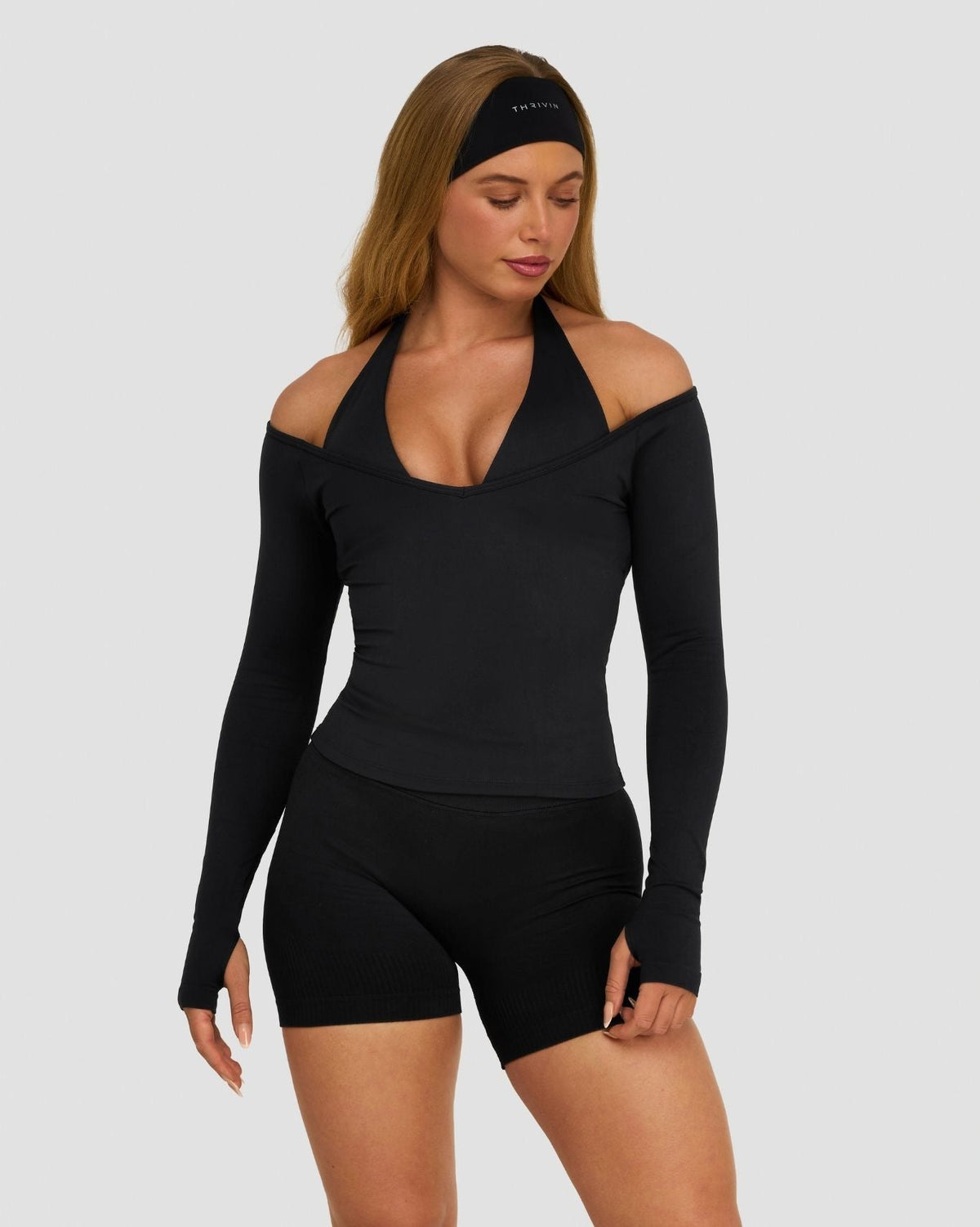 RiseFit Sculpting Seamless V-Neck Top Night Black