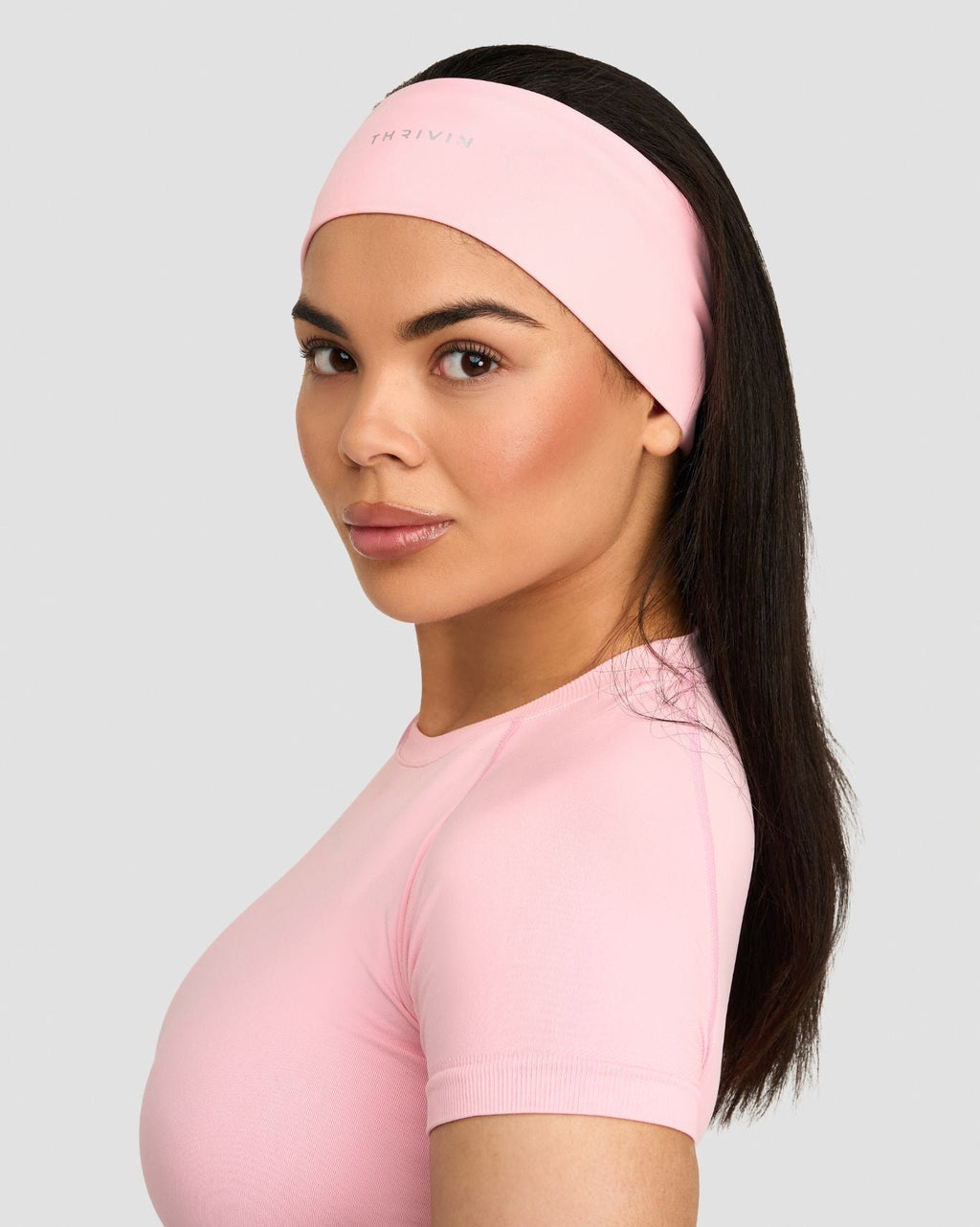 The Essential Collection Chrome Logo Headband | Cotton Pink