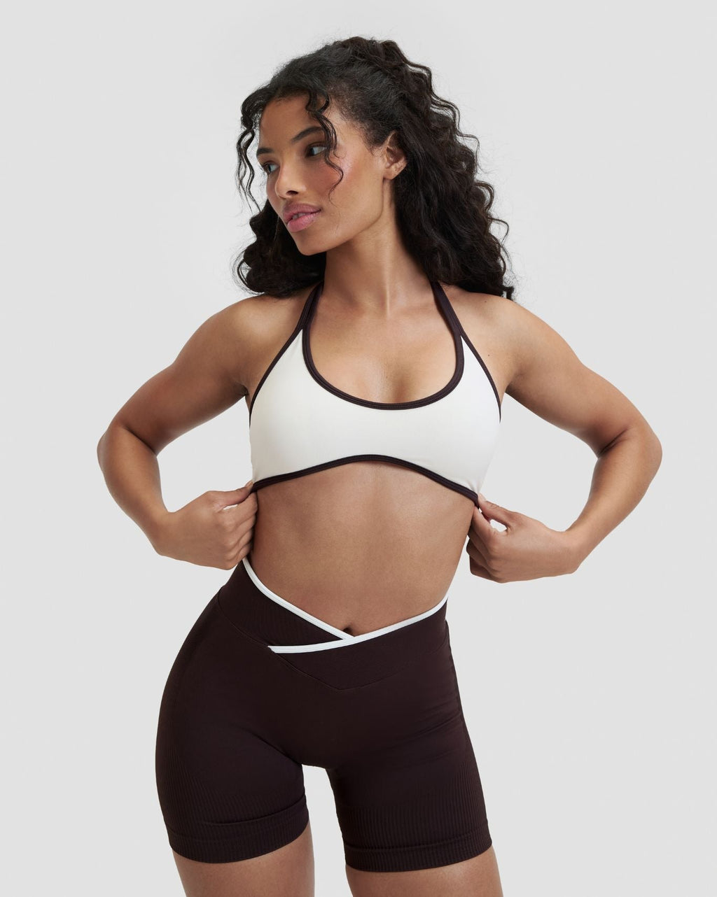 RiseFit Outline Halterneck Bra Cream