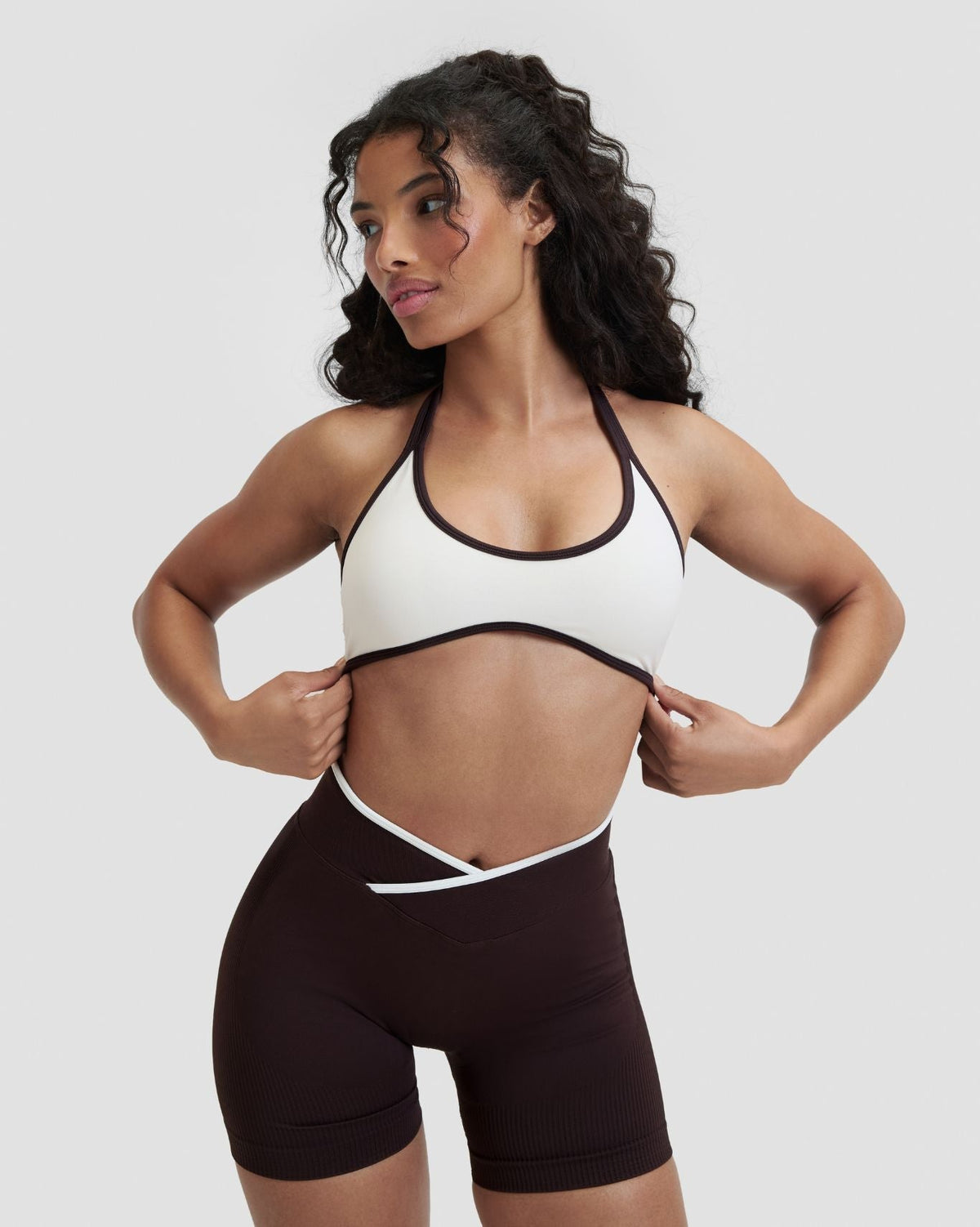 RiseFit Outline Halterneck Bra Cream