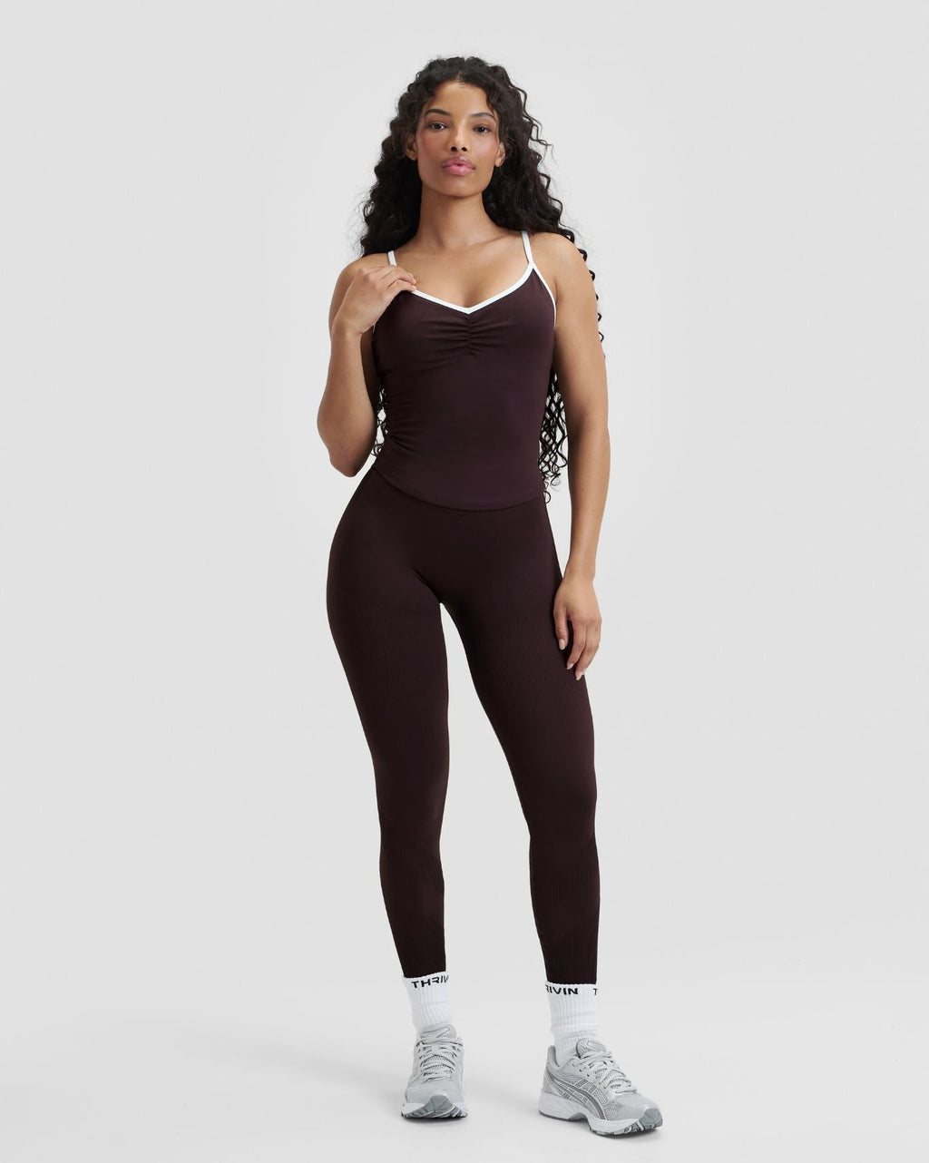 RiseFit Outline Cross Back Tank Top Coffee